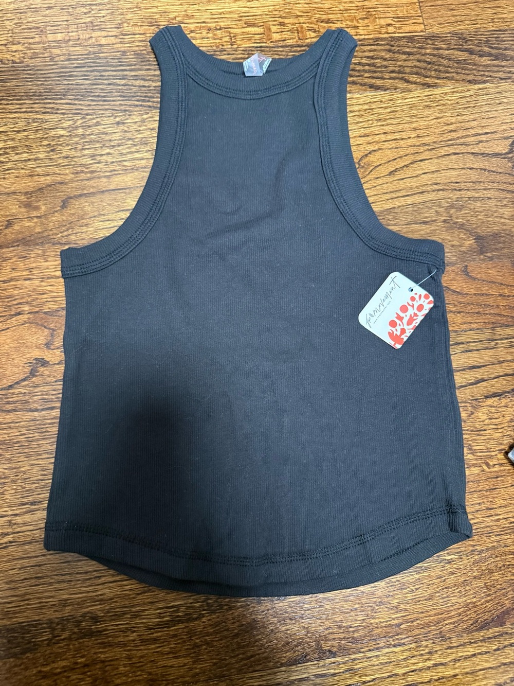 Free People Black Ribbed Tank Top